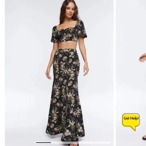 Forever 21 floral crop top and maxi skirt set.